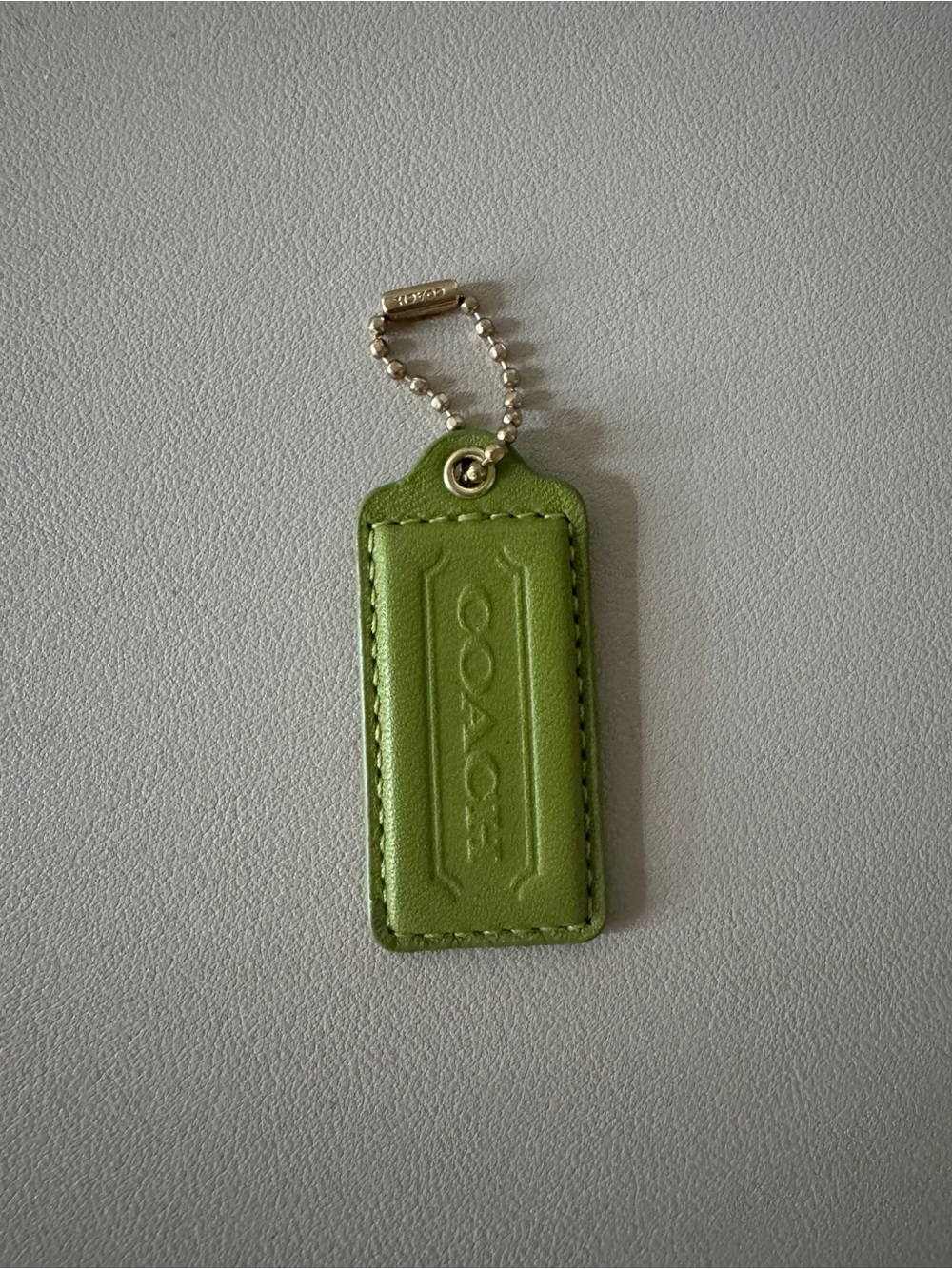 Vintage small Coach Lime Green Leather Tag with Ball Chain